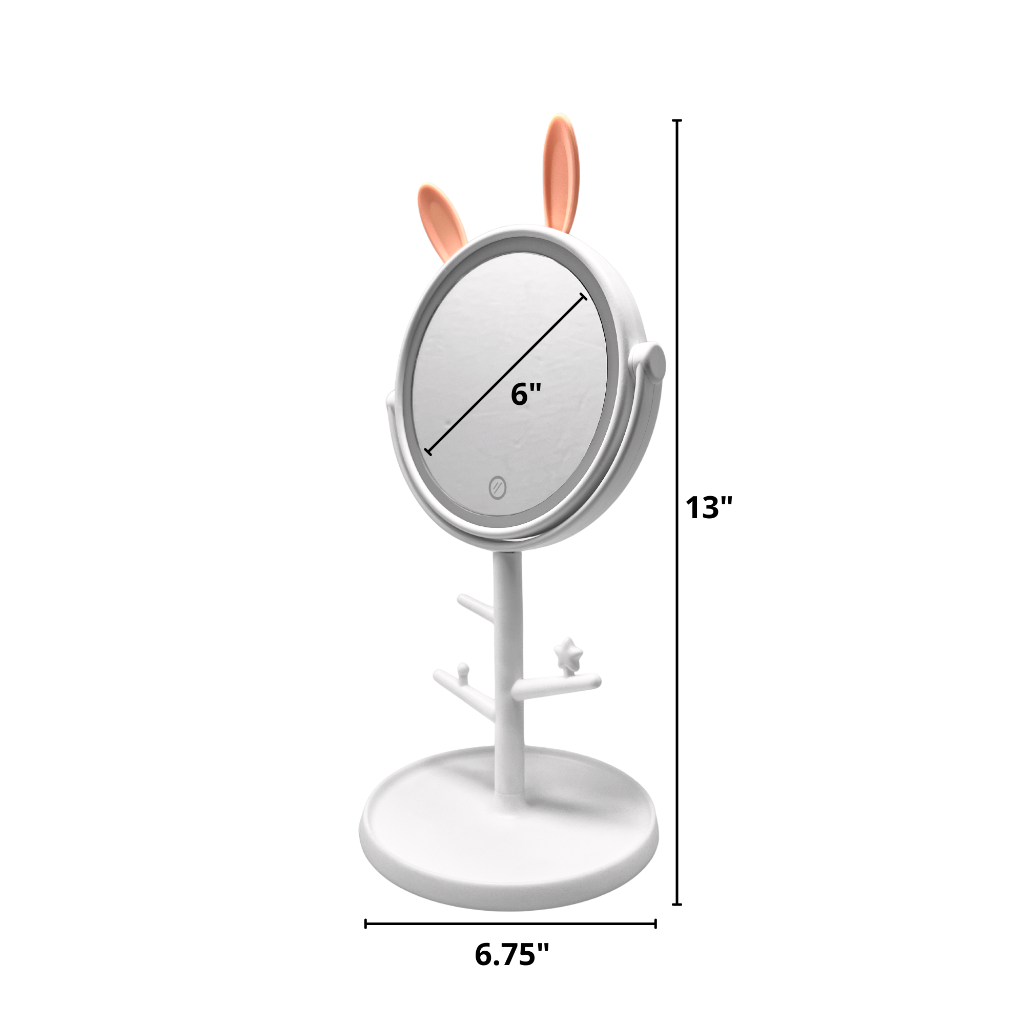 CLEARANCE SALE 1X Regular LED Battery-Operated White Bunny Tabletop Mirror (6"D x 13"H)