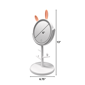 CLEARANCE SALE 1X Regular LED Battery-Operated White Bunny Tabletop Mirror (6"D x 13"H)