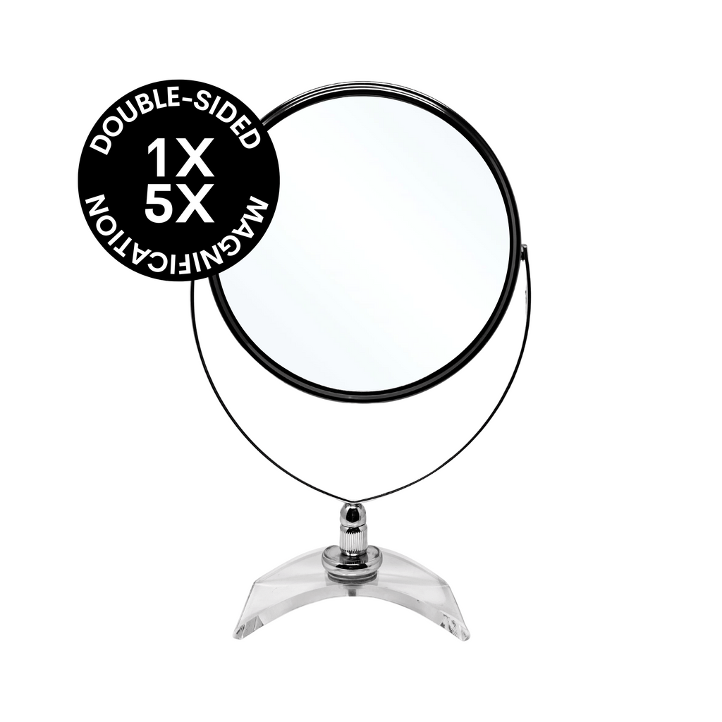 CLEARANCE SALE 1X/5X Magnifying Double-Sided Bronze Tabletop Mirror (7.75"D x 13.5"H)