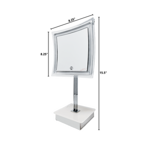 CLEARANCE SALE 5X Magnifying Battery-Operated LED Clear Tabletop Mirror (8.25"L x 15.5"H)