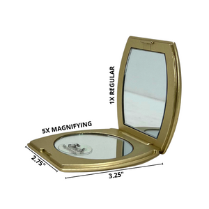 1X/5X Magnifying Double-Sided Gold/Silver Arcuate Compact Mirror (CM303)