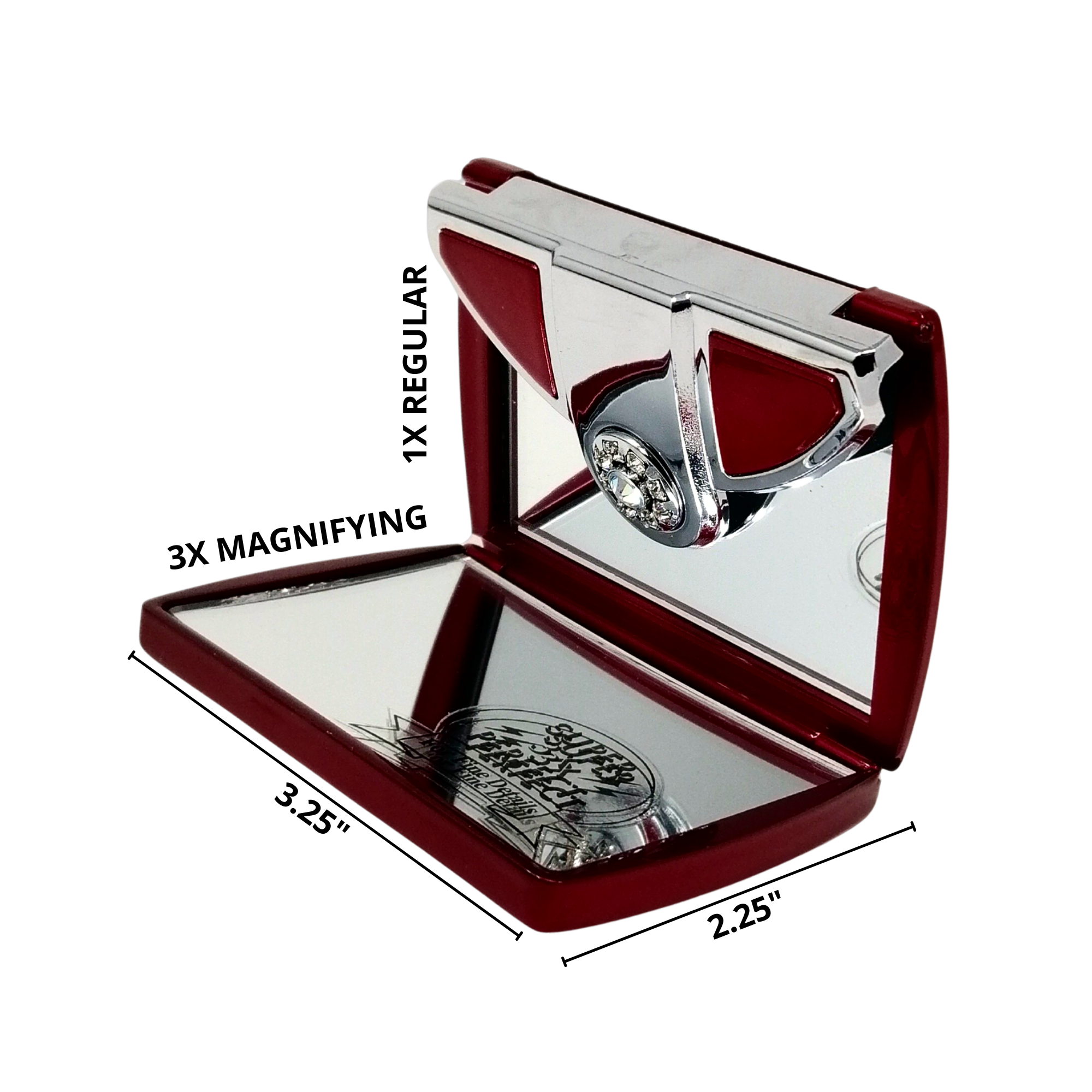 1X/3X Magnifying Double-Sided Red/Black Swarovski Compact Mirror (CM310/R, CM408/B)