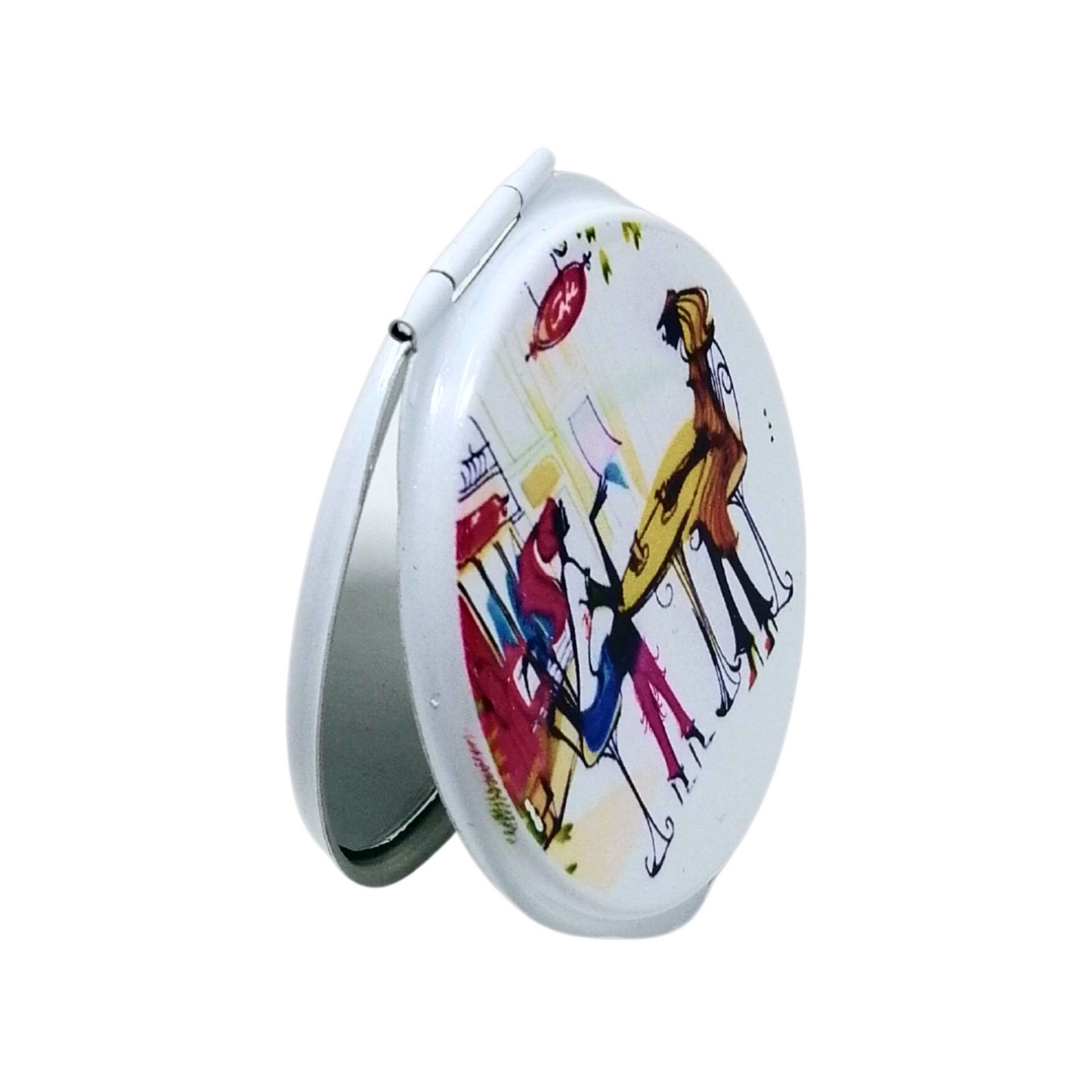 6-Piece 1X/2X Magnifying Double-Sided White Metal Compact Mirror (CM380)