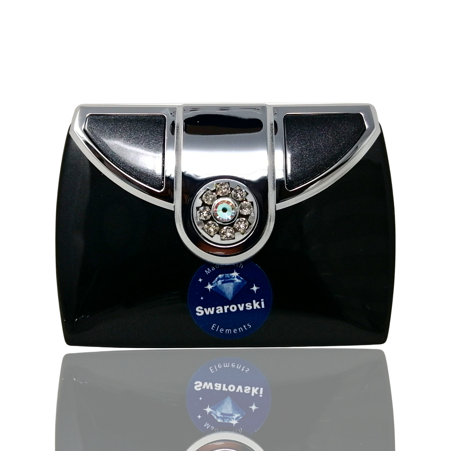 1X/3X Magnifying Double-Sided Red/Black Swarovski Compact Mirror (CM310/R, CM408/B)
