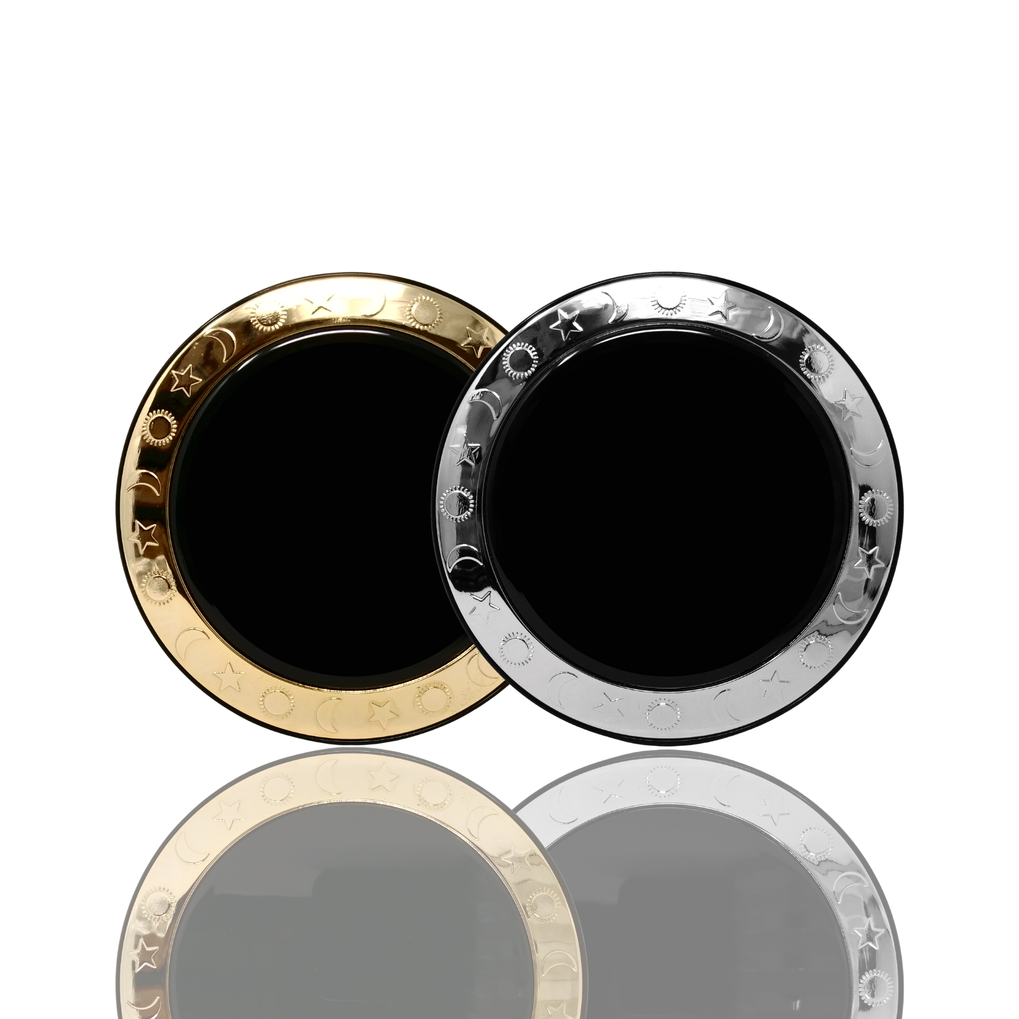 1X/5X Magnifying Double-Sided Gold/Silver Round Compact Mirror (CM507)