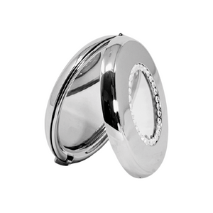 1X Regular Silver Circular Compact Mirror with Diamonds (CM601)