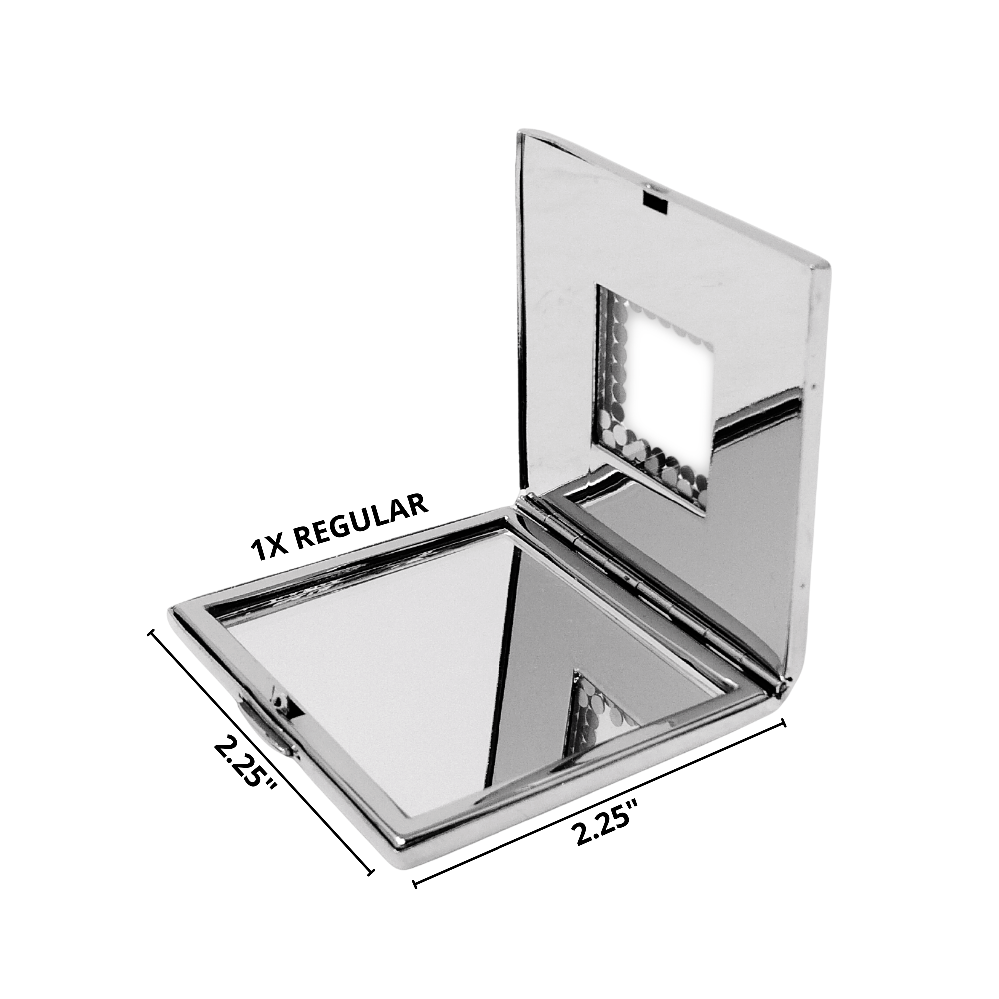 1X Regular Silver Square with Diamonds Compact Mirror (CM602)