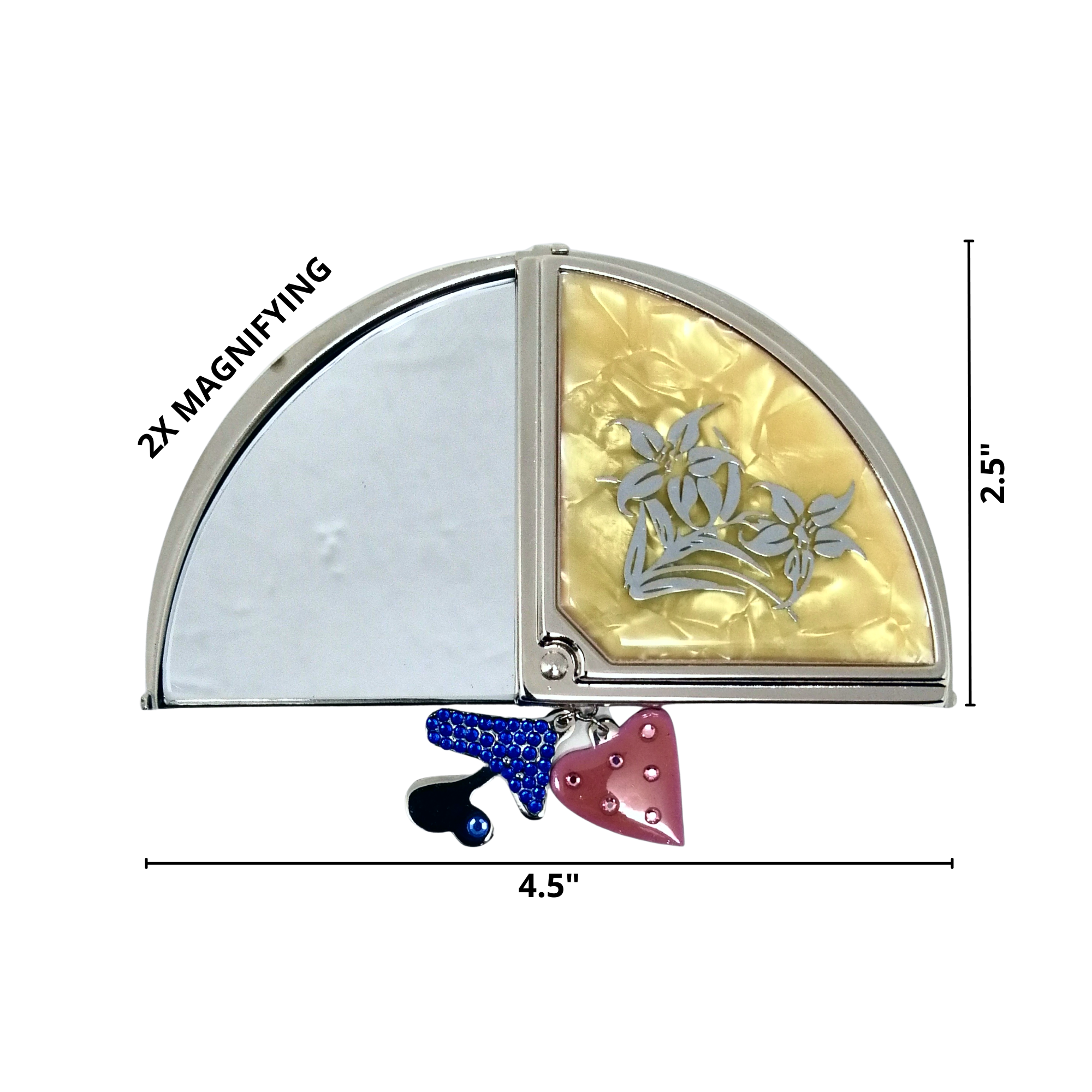 1X/2X Magnifying Double-Sided Yellow Fan Compact Mirror (CM607)