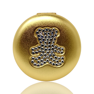 1X/2X Magnifying Double-Sided Gold Bear with Diamonds Compact Mirror (CM741, CM742)