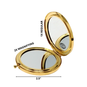 1X/2X Magnifying Double-Sided Gold/Silver Round Compact Mirror (CM749, CM750, CM751, CM752)
