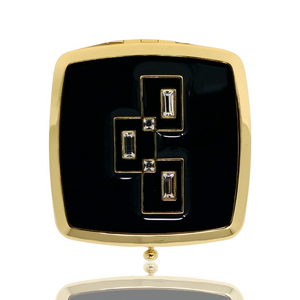 1X/2X Magnifying Double-Sided Gold/Silver Square with Diamonds Compact Mirror (CM767, CM768)
