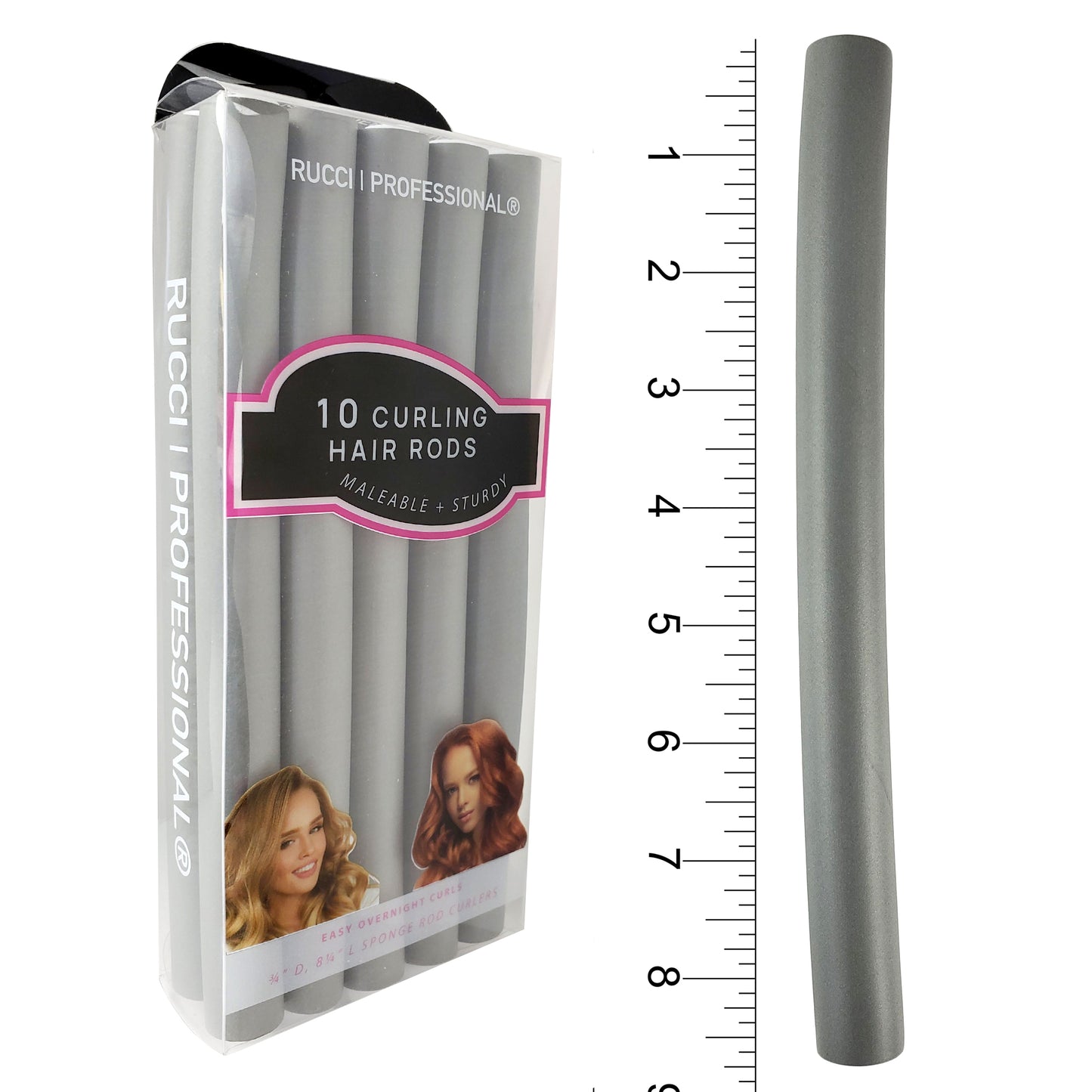Rucci Hair Curling Rods 10 Pieces 0.75" Thick