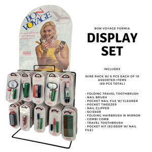 Travel Kits Nail File, Comb, Scissors, Toothbrush, Tweezers, Nail Clippers, Nail Brush 5 Pc Set / Display (HC200)