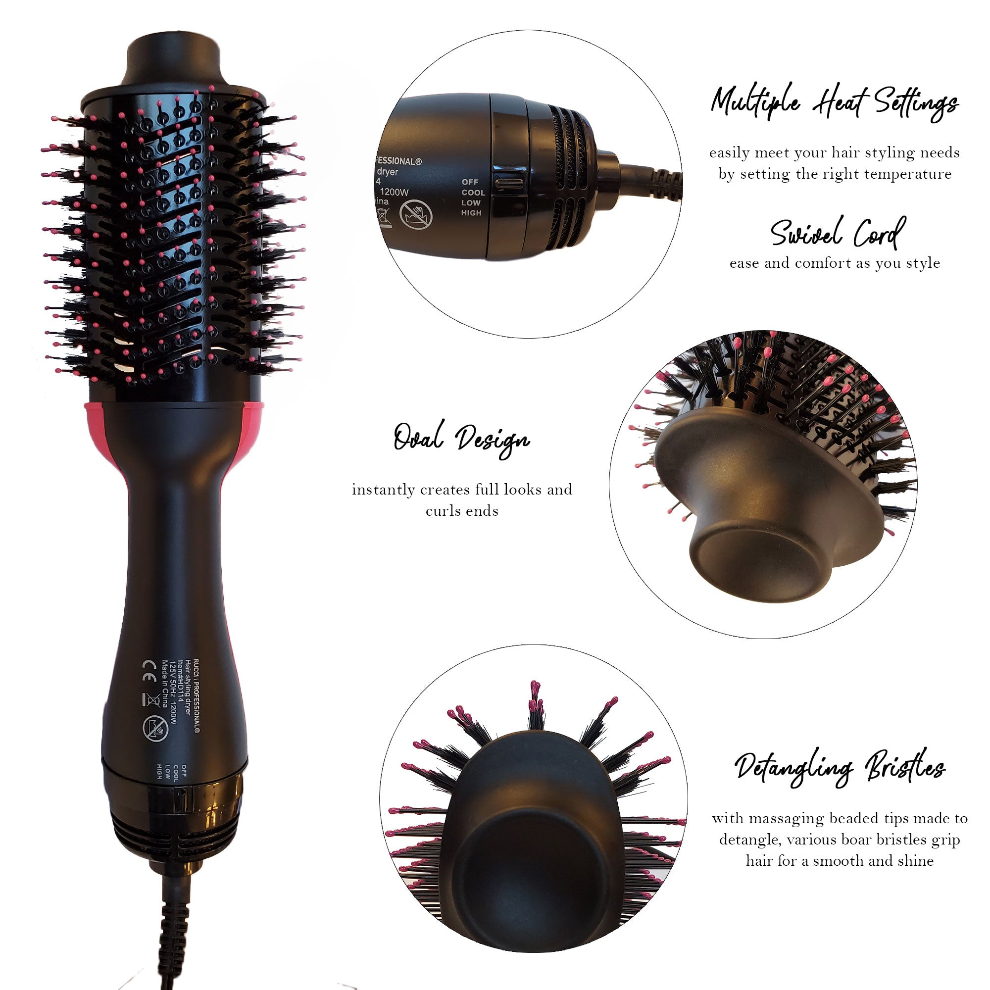 Rucci Professional Blow Dryer Brush Volumizer (HD114)