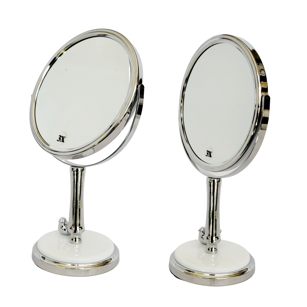 1x | 3x Dual Magnifying Mirror with Ceramic White base & chrome dove