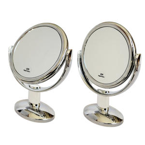 Round Compact Silver Finish Acrylic 1x | 10x Magnification Vanity Makeup Dual Mirror