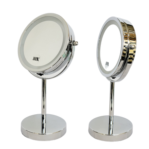 10x / 1x Metal Chrome Magnifying Lighted Makeup Mirror (Battery Operated)
