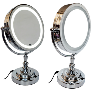 1x 5x Metal Chrome Battery Operated Dual Mirror