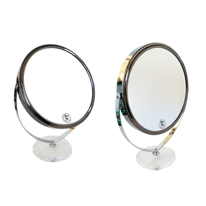 1x / 5x Dark Bronze Glossy Metal Finish Dual Vanity Mirror with Clear Acrylic Base