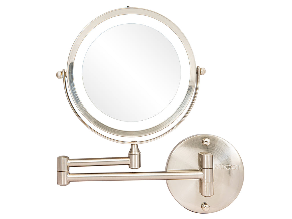 Modern Lighted Wall Mount Magnifying Makeup Mirror - Battery Operated 1X & 10X (M1001 / M1002)