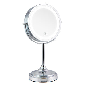 Homewerks 4.5-in x 12.5-in Matte Chrome Double-sided 5X Magnifying  Countertop Vanity Mirror with Light in the Makeup Mirrors department at