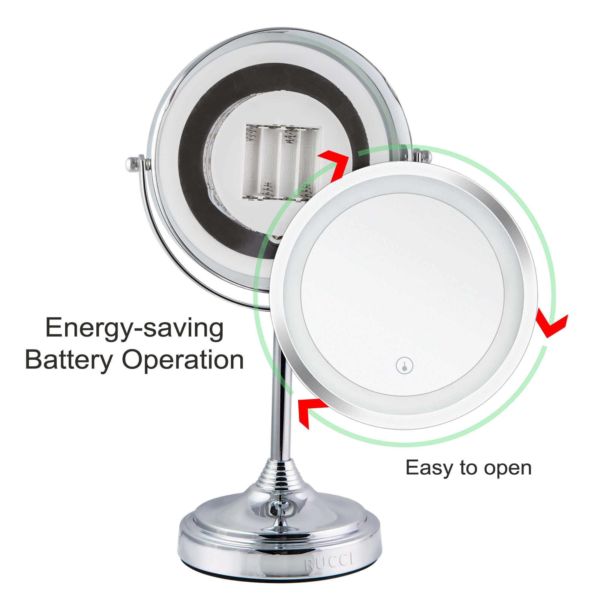 Homewerks 4.5-in x 12.5-in Matte Chrome Double-sided 5X Magnifying  Countertop Vanity Mirror with Light in the Makeup Mirrors department at