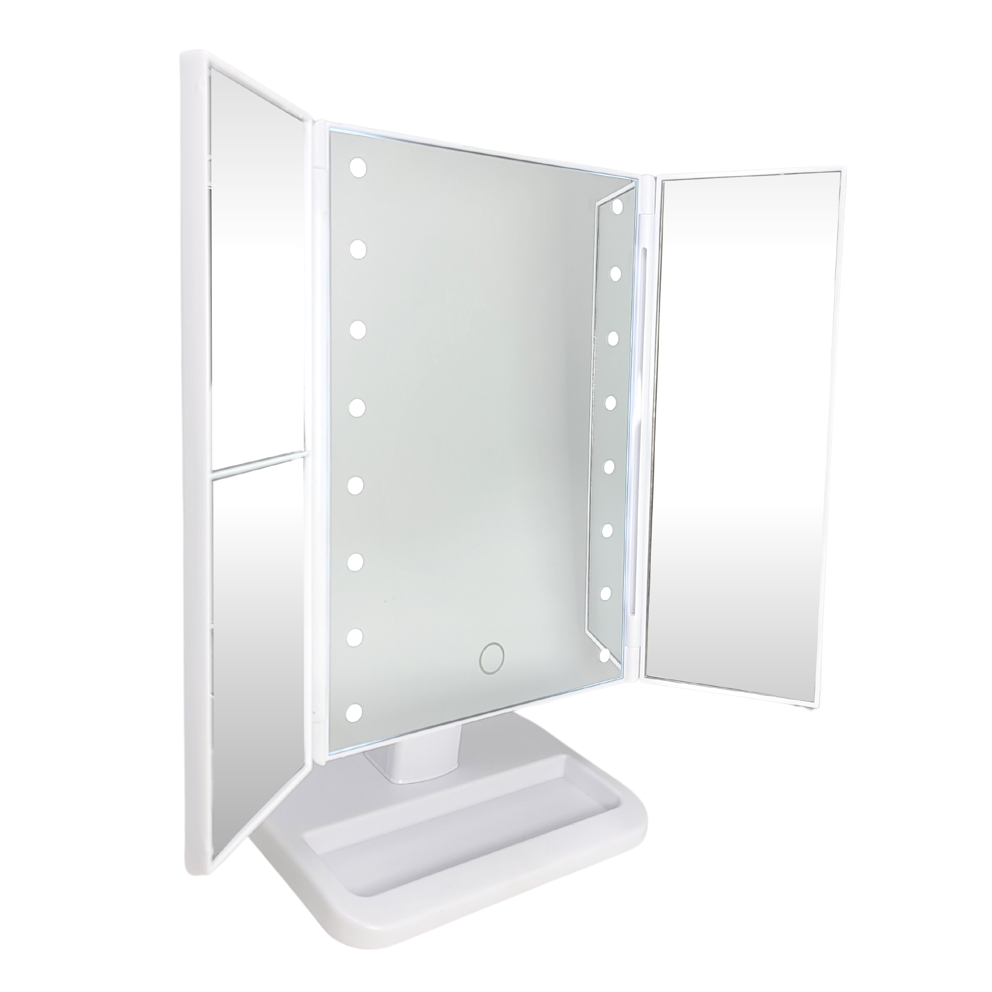 Tri-Fold Lighted Vanity Makeup Mirror With 16 LEDs 1X, 2X, 3X (M408)