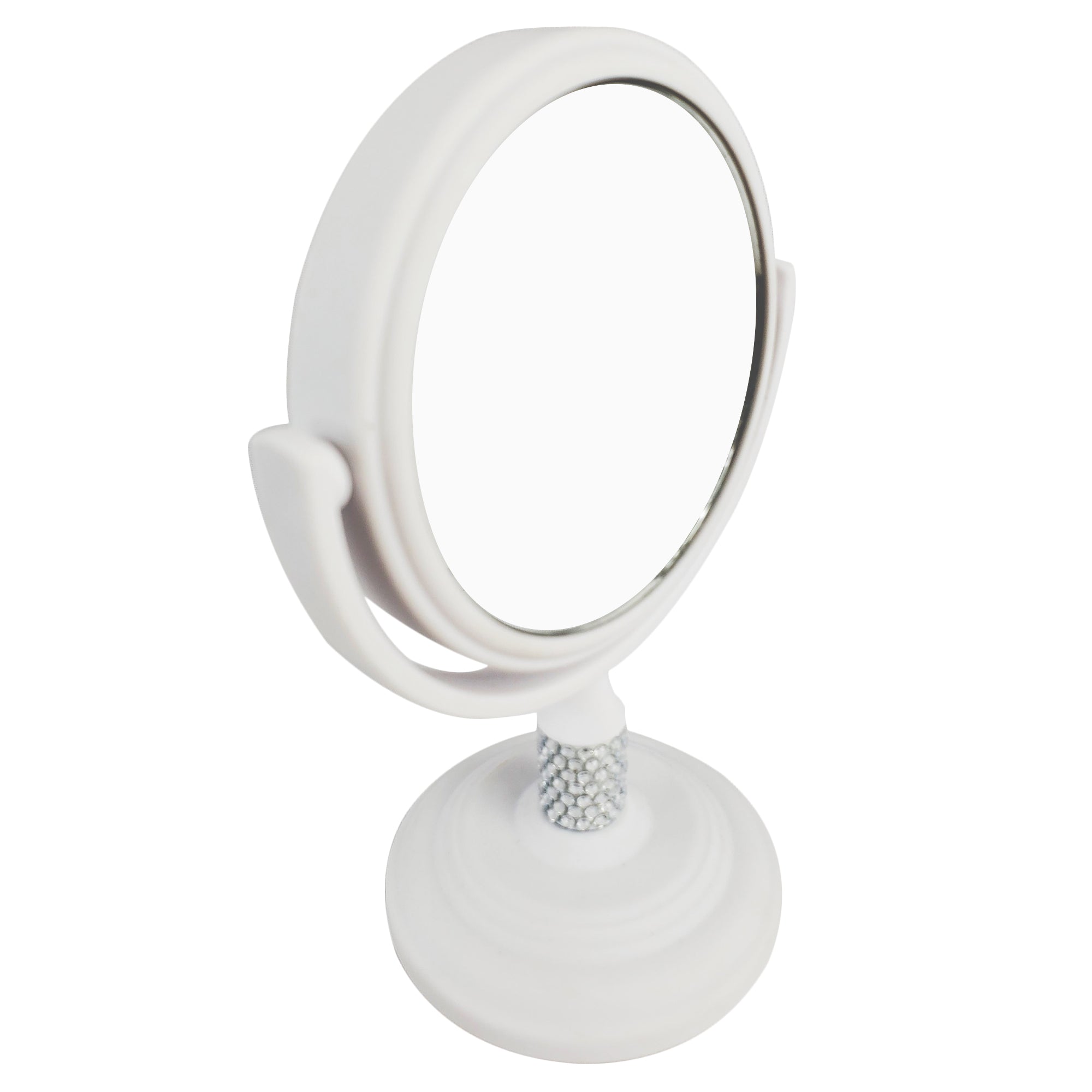 Rucci Mini Soft Touch Vanity Mirror with 4x Magnification Crystal Neck Design (M980/PR | M981/W)