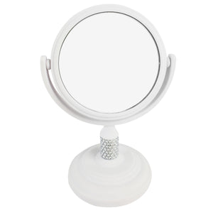 Rucci Mini Soft Touch Vanity Mirror with 4x Magnification Crystal Neck Design (M980/PR | M981/W)