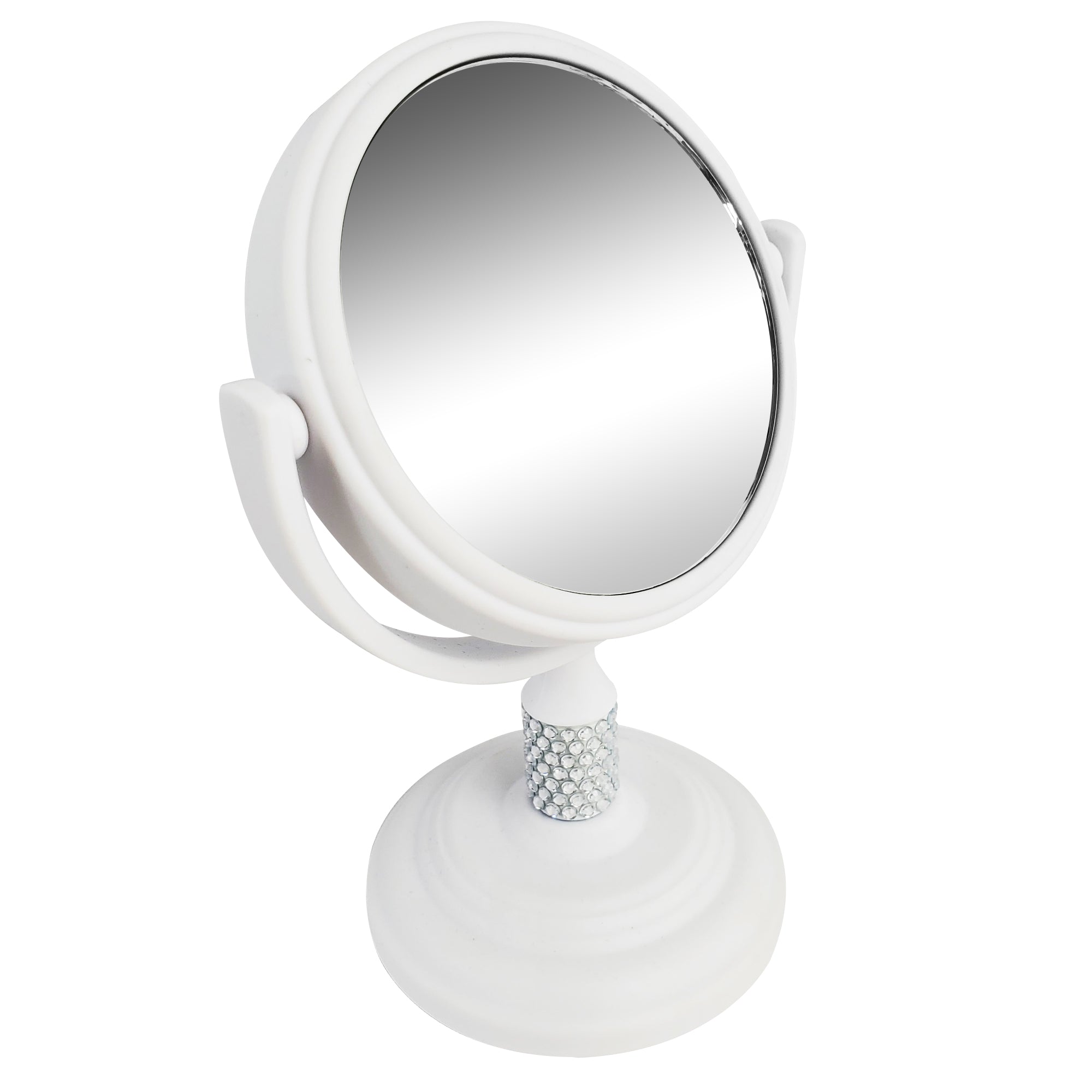 Rucci Mini Soft Touch Vanity Mirror with 4x Magnification Crystal Neck Design (M980/PR | M981/W)