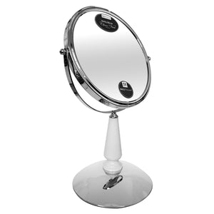 Classic Chrome White Stand Mirror with Dual Magnification 1x / 5x (M995)