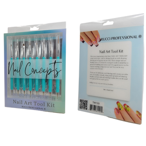 RUCCI Nail Art Tool Kit - 8 Dual Tip Art Design Brush Set (TW133/PI, TW133/B)