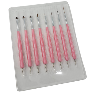 RUCCI Nail Art Tool Kit - 8 Dual Tip Art Design Brush Set (TW133/PI, TW133/B)